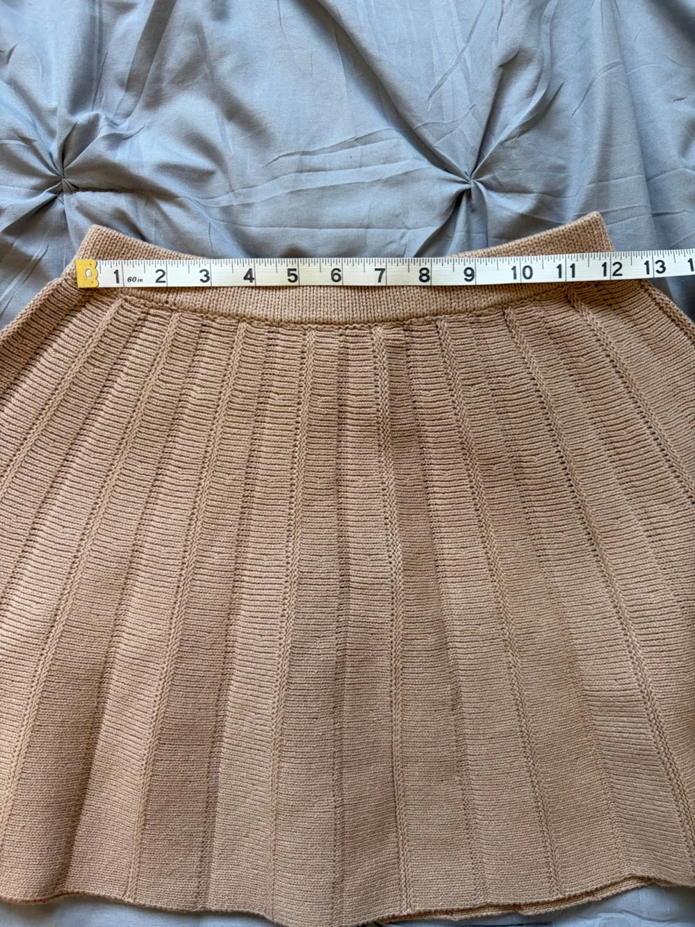 Max Studio 4pc Cable Knit Sweater and Tan Pleated Skirt Set w/ Burgundy Trim